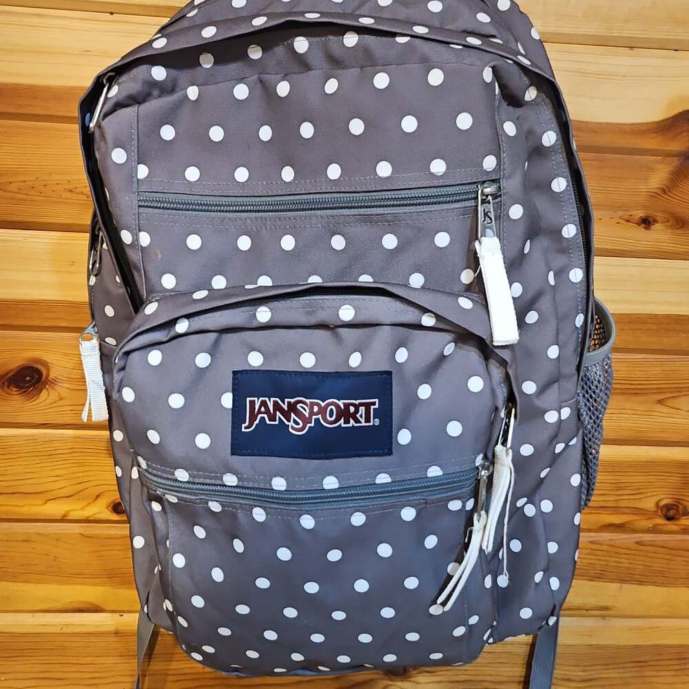 JanSport Big Student Gray Polka Dot Backpack